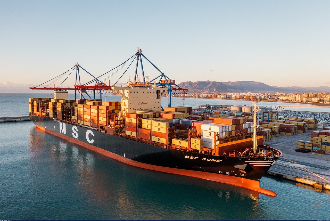 Container vessel in operation